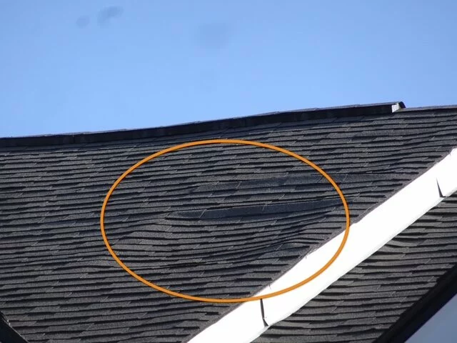 Eldredge Home Inspector looking at a customers roof for damage